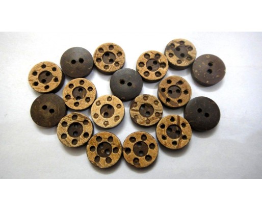 THE TELEPHONE - 2 Hole COCONUT SHELL Button - Sewing Scrapbook DIY - 13 mm (1/2") - Size Ligne 20